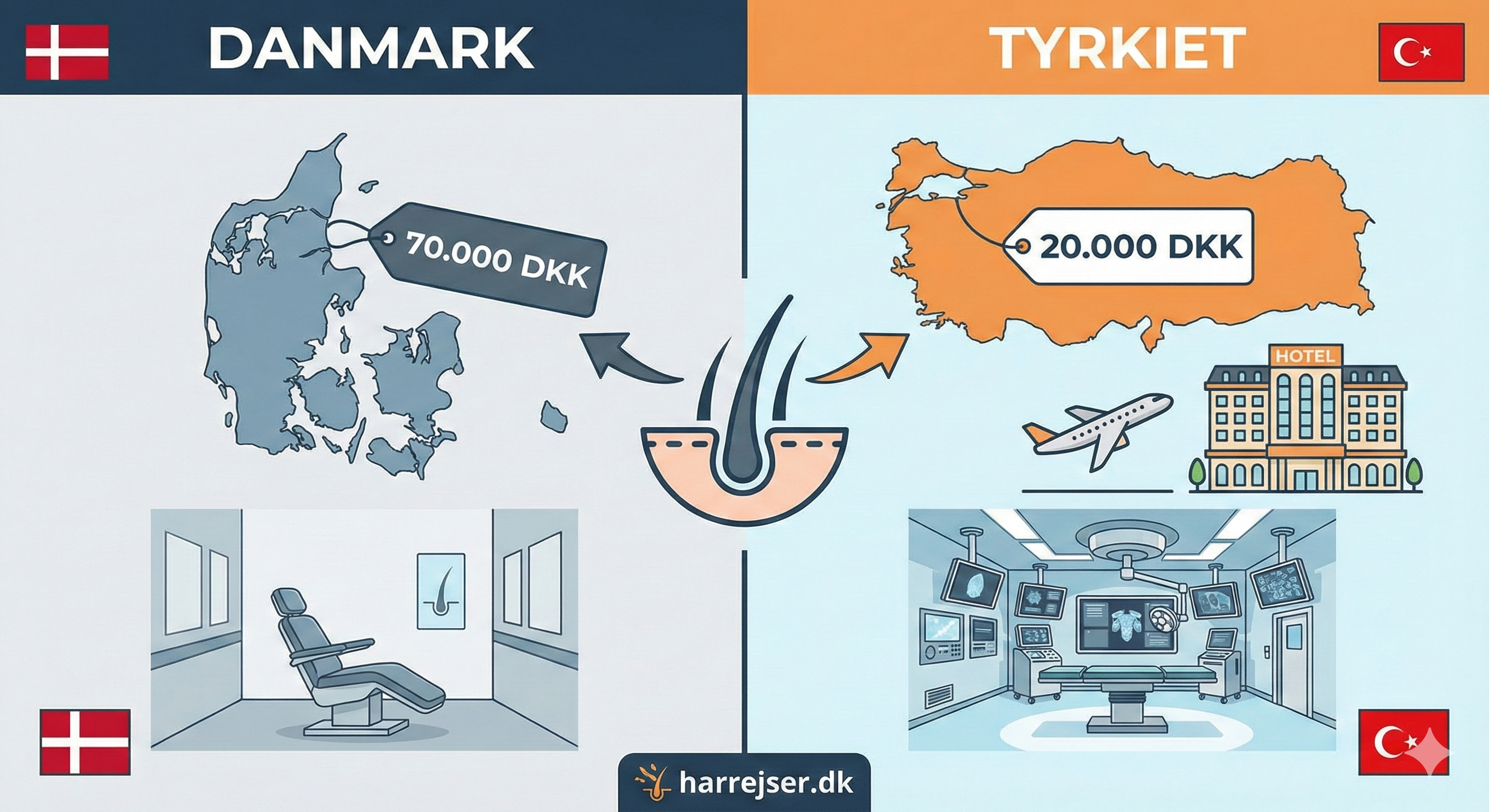 Hårtransplantation: Danmark vs. Tyrkiet - Den Ærlige Sammenligning